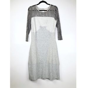 Sundance Mallorie block mixed media grey dress